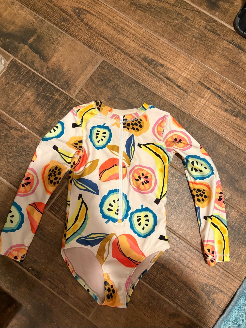 Tea Collection Rash Guard Long Sleeve Fruit Print Swim Suit Multicolor Fruit
